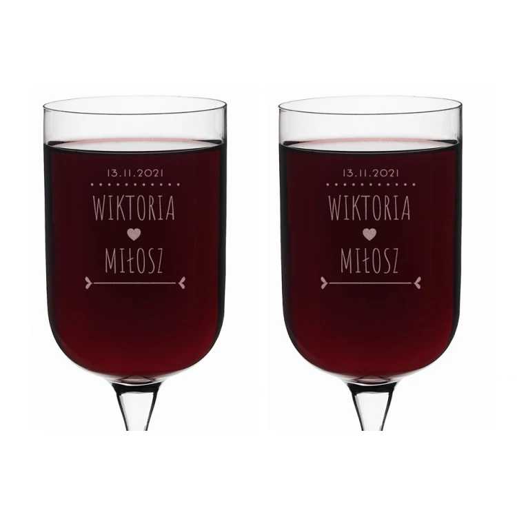 Kieliszki do wina z grawerem - prezent dla Pary Młodej - KL006