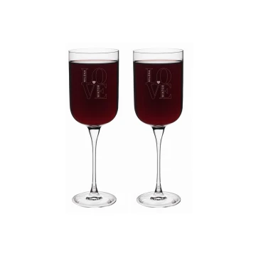 Kieliszki do wina z grawerem - prezent dla Pary Młodej - Love - KL008