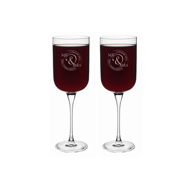 Kieliszki do wina z grawerem - prezent dla Pary Młodej - Mr&Mrs - KL015