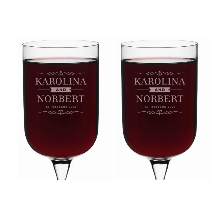 Kieliszki do wina z grawerem - prezent dla Pary Młodej - KL017