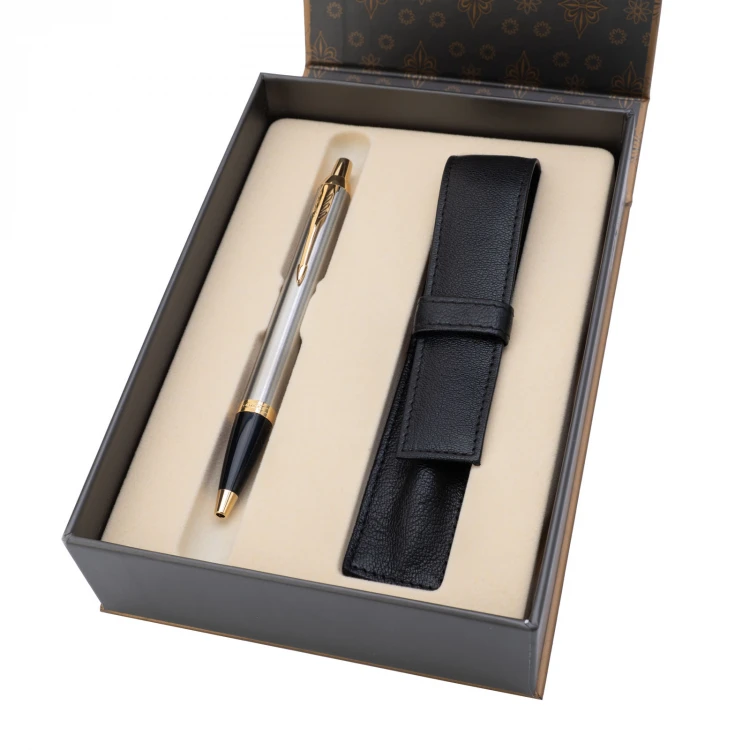 Zestaw Parker IM Core Brushed Metal GT - długopis z etui - PAR227