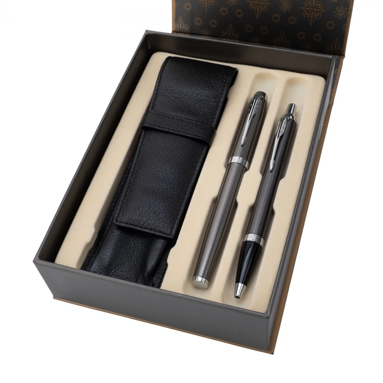 Zestaw Parker IM Core Dark Espresso CT pióro wieczne i długopis z etui - PAR195-DUO-PT