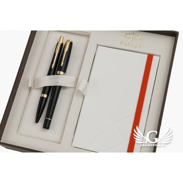 Zestaw Parker URBAN Core Muted Black GT pióro wieczne i długopis z białym notesem - PAR136-DUO-PT