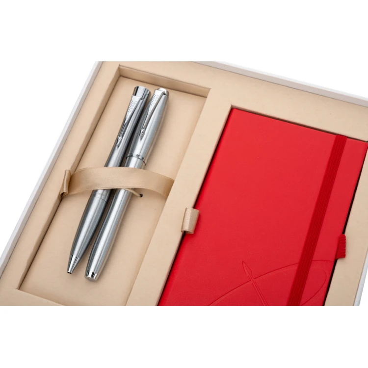 Zestaw Parker URBAN Metro Metallic CT pióro wieczne i długopis z czerwonym notesem - PAR137-DUO-SW