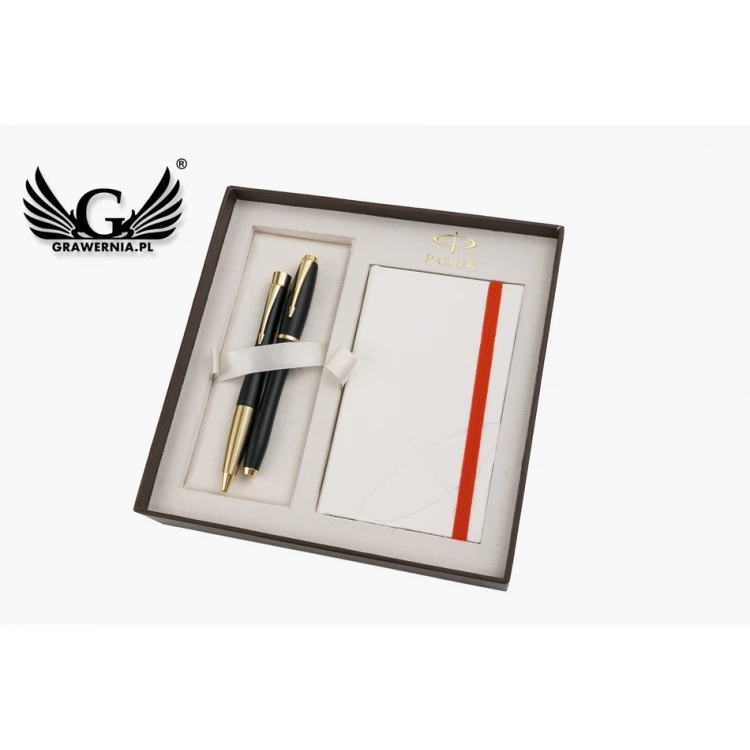 Zestaw Parker URBAN Muted Black GT pióro wieczne i długopis z białym notesem - PAR138-DUO-SW