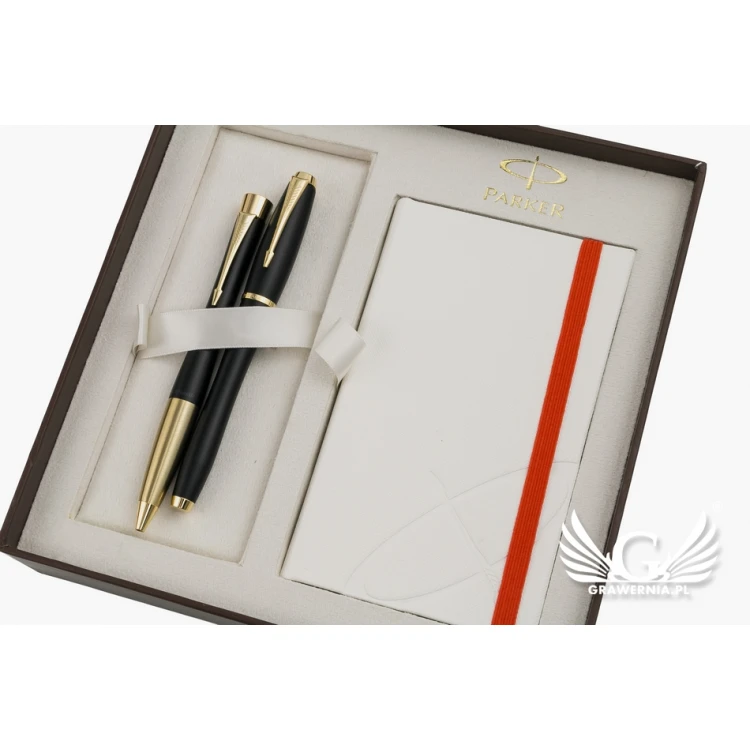 Zestaw Parker URBAN Muted Black GT pióro wieczne i długopis z białym notesem - PAR138-DUO-SW