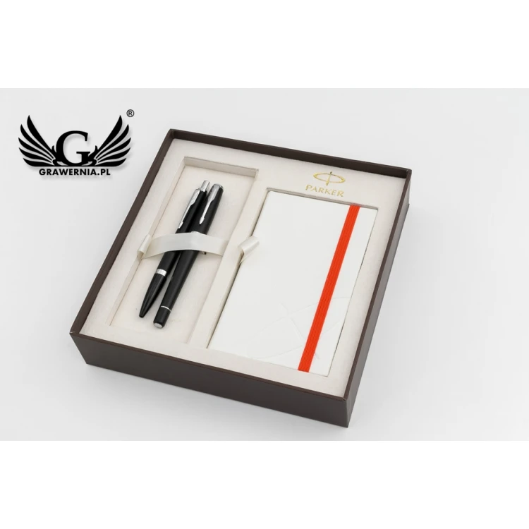 Zestaw Parker URBAN Core Muted Black CT pióro wieczne i długopis z białym notesem - PAR169-DUO-PT