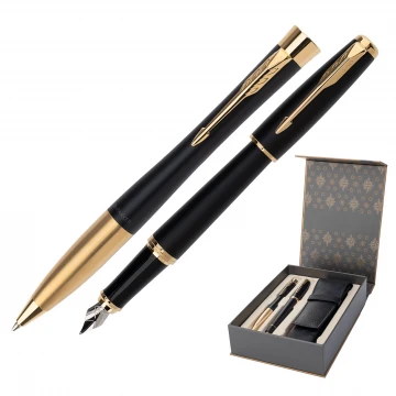 Zestaw Parker URBAN Muted Black GT pióro wieczne i długopis z etui - PAR123-DUO-SWPAG