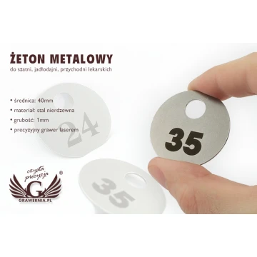 Żeton metalowy 40mm - LEO - stal gr. 1mm do szatni, przychodni lekarskich - BM034