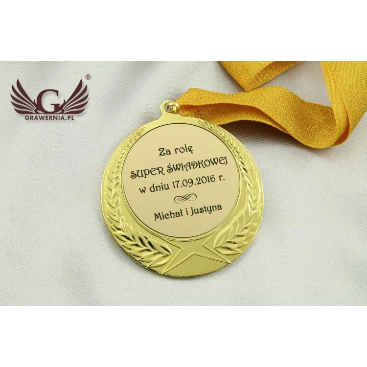 Złoty medal ze wstążką - średnica 70mm - MMC1170
