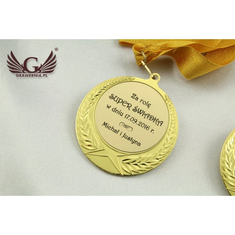Złoty medal ze wstążką - średnica 70mm - MMC1170