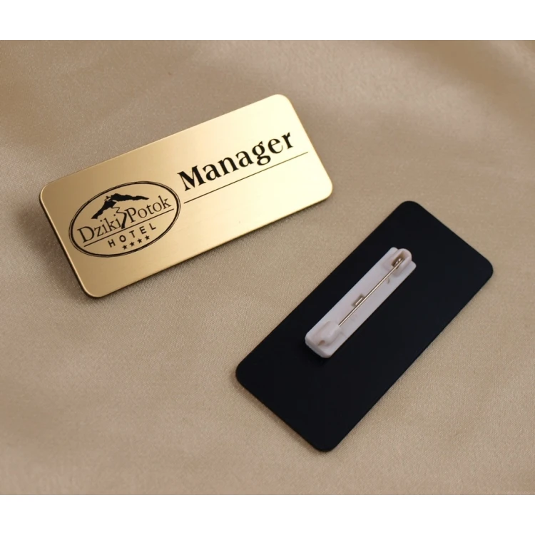 Identyfikator dla pracownika Złoty 75x30mm - ID006