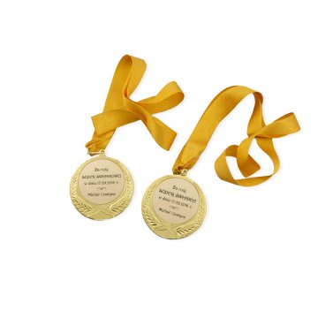 Złoty medal ze wstążką - średnica 70mm - MMC1170